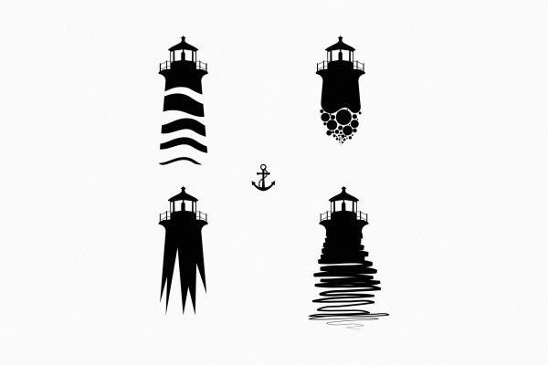 Маяк вектор черно белый