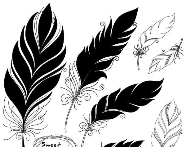 Трафарет тату перо