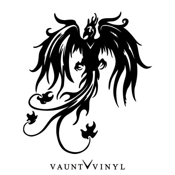 Птица Феникс вектор чб