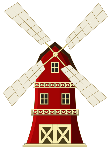 Мельница на белом фоне