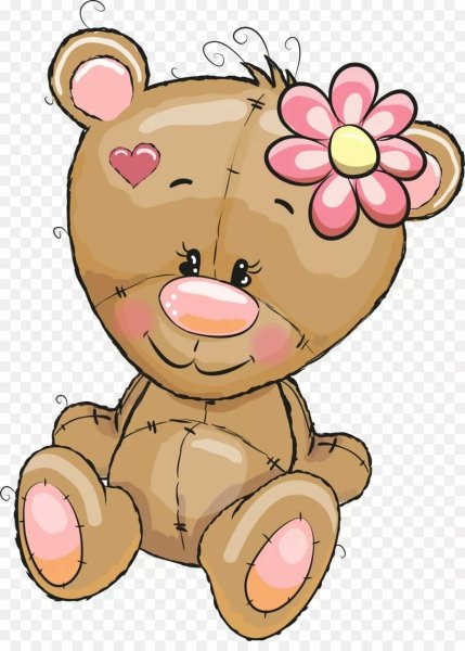 Мультяшный мишка на прозрачном фоне