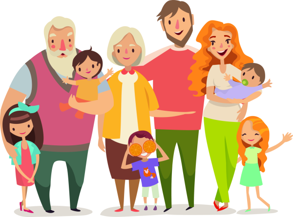 Семья вектор с бабушкой и дедушкой