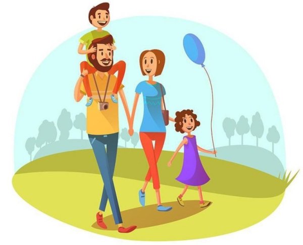 Дети с родителями вектор