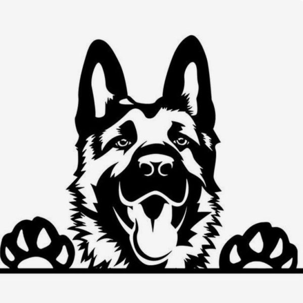 Восточно-европейская овчарка вектор черно белый