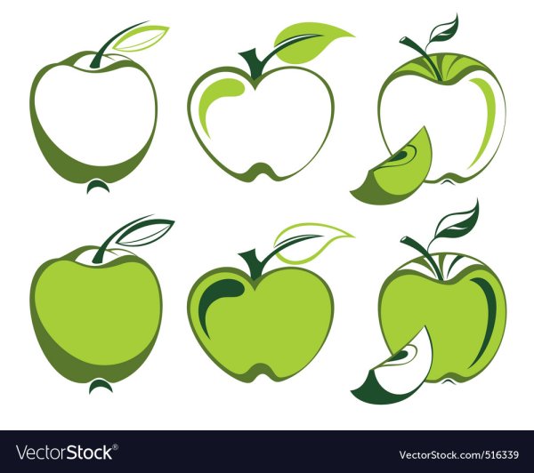 Векторное яблоко с двумя листочками
