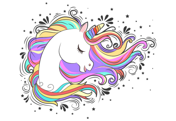 Единорожка с радужными волосами