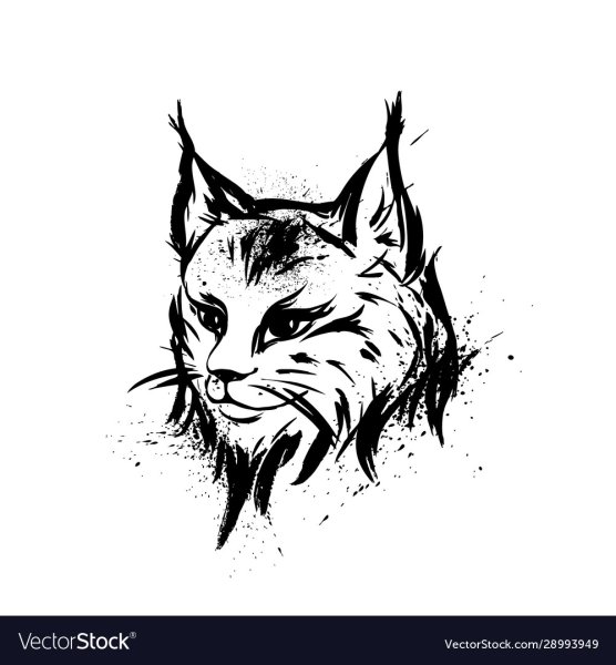 Тату Рысь эскизы черно белые