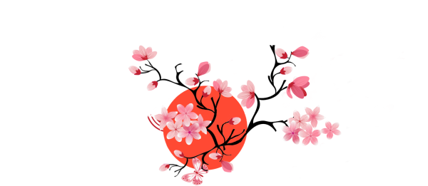 Японские цветы на белом фоне