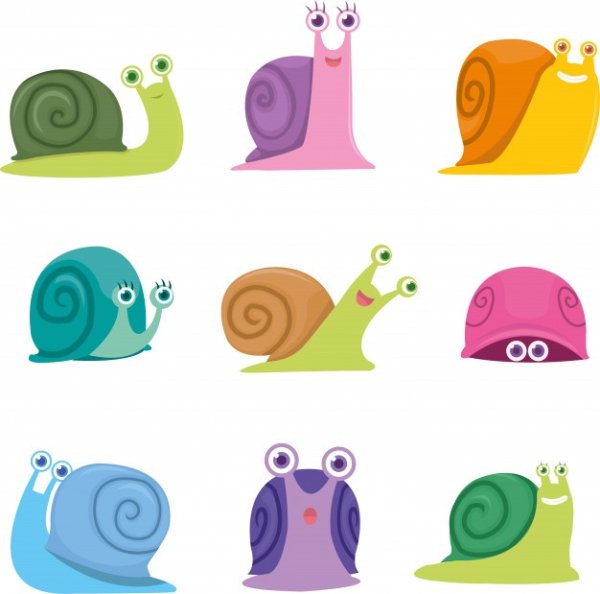 Силуэт милые улитки