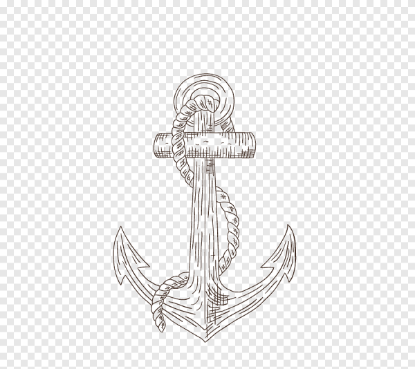 Белый якорь на черном фоне