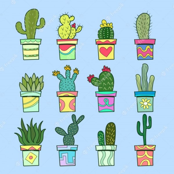 Силуэт кактуса в горшке