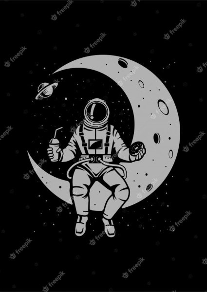 Космонавт черно белый