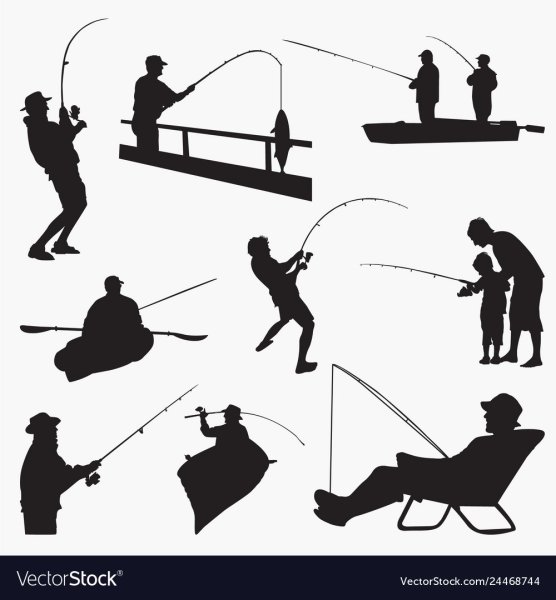 Силуэт рыбака с удочкой