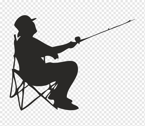 Силуэт рыбака с удочкой