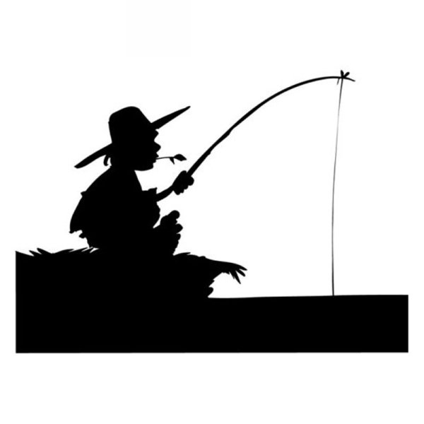 Силуэт рыбака с удочкой
