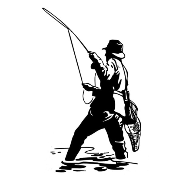 Силуэт рыбака со спиннингом