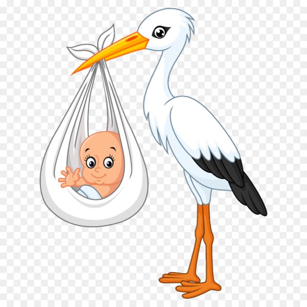 Аист несет малыша