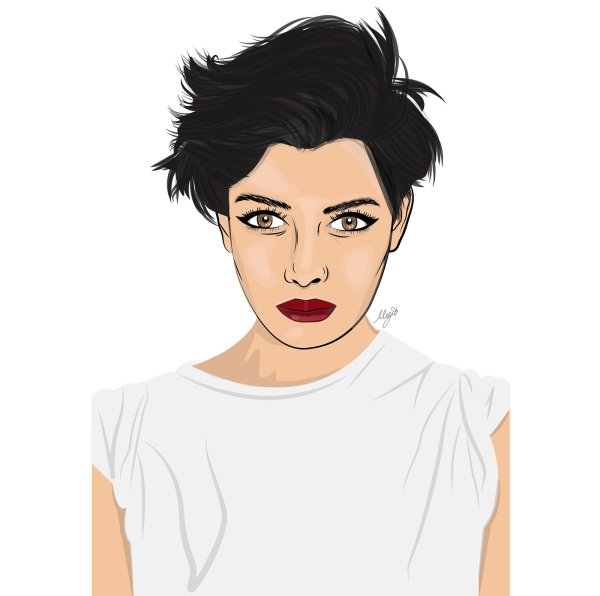 Векторный рисунок девушки фиолетовое