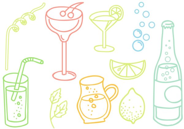 Срисовать разные напитки