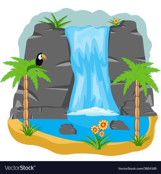 Водопад в тропиках вектор