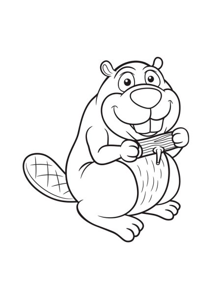 Бобр раскраска для детей мультяшный