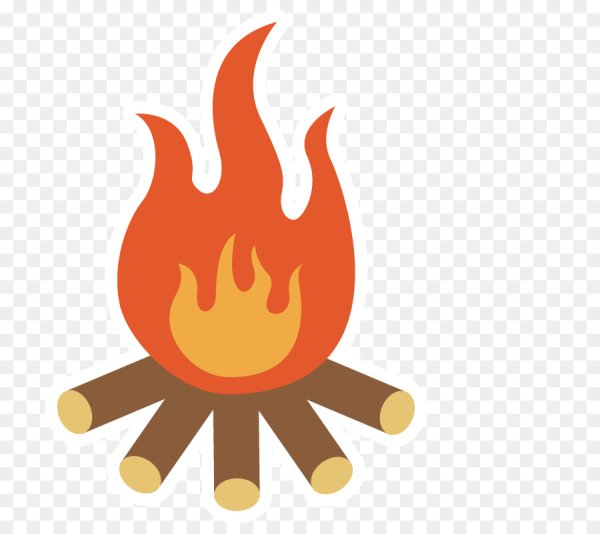 Огонь с дровами на прозрачном фоне