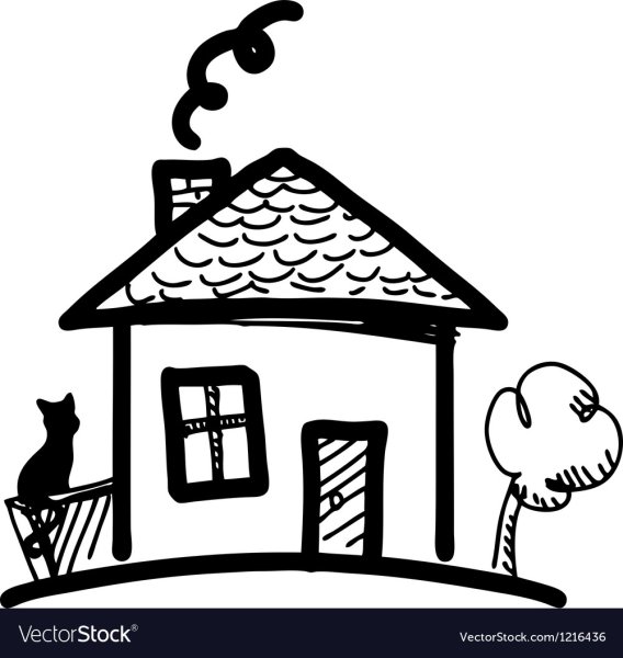 Домик черно белый