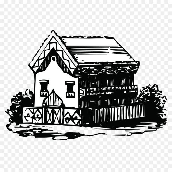 Деревенский дом силуэт