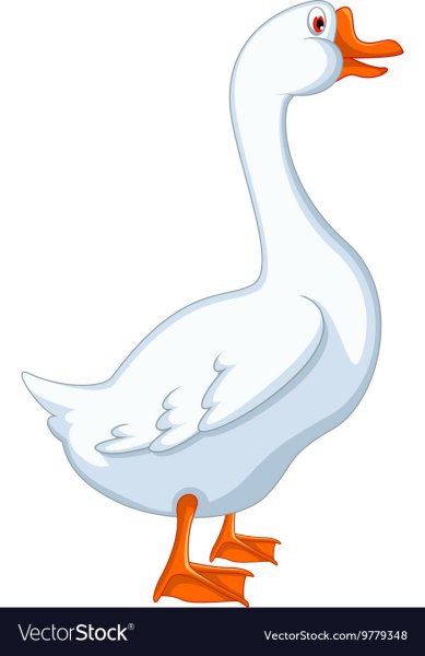 Мультяшный Гусь на белом фоне
