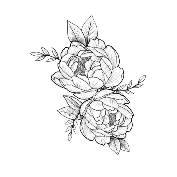 Контурные тату цветы