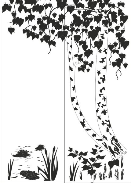 Пескоструй дерево на зеркале