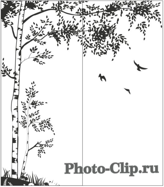 Трафарет березы на стену