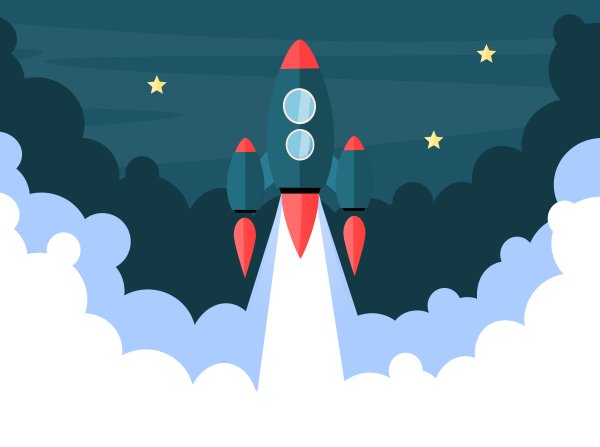 Мультяшная ракета на старте