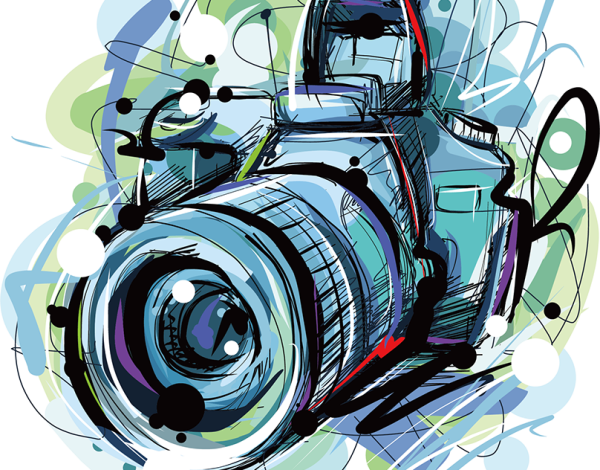 Стилизованный объектив фотоаппарата