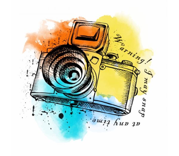 Фотоаппарат в акварельке