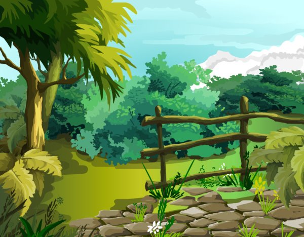 Мультяшные пейзажи природы