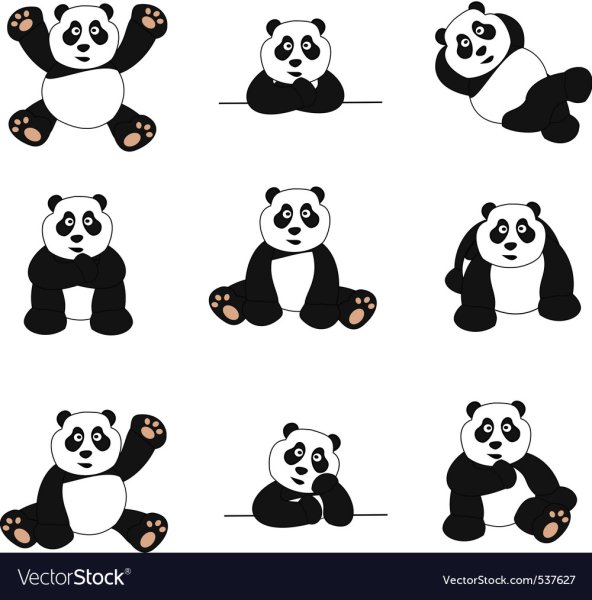 Панда в разных позах