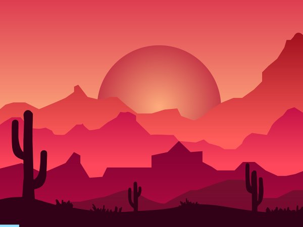 Пейзаж в иллюстраторе