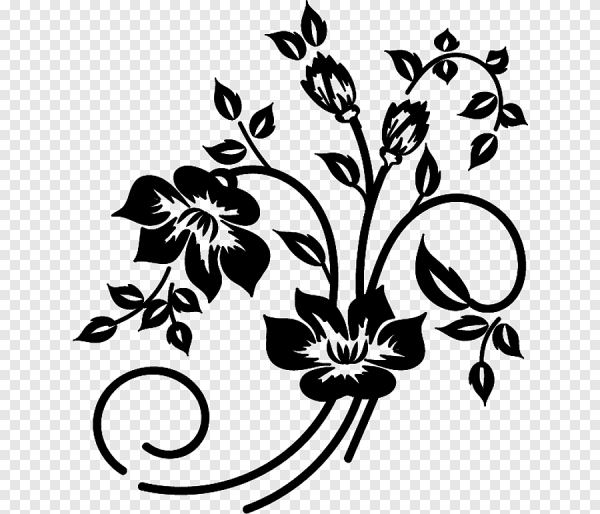 Цветочек черно белый