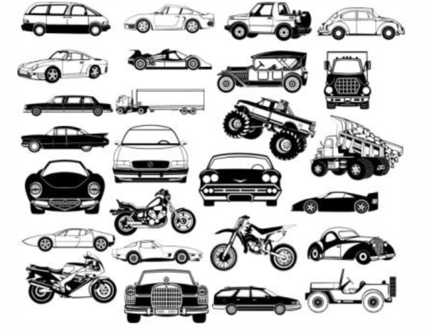 Маленькие машинки черно белые