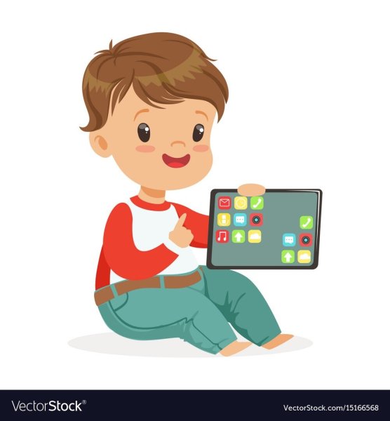 Дети с планшетом мультяшные