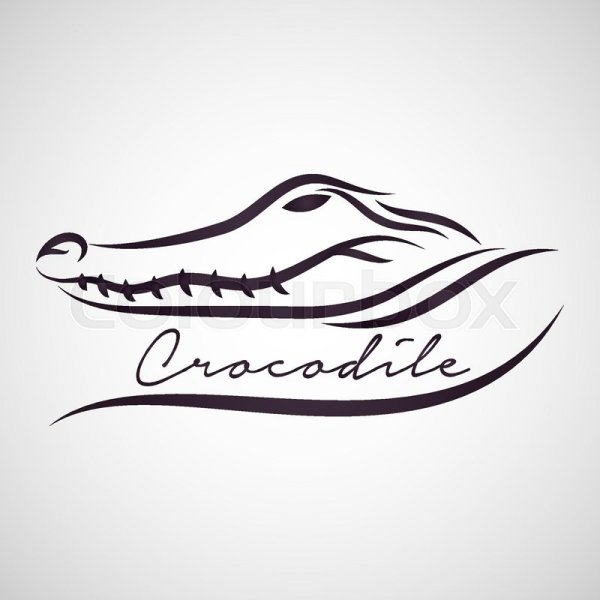 Крокодил черно белый логотип