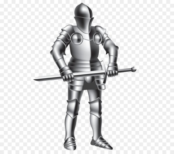 Рыцарь в доспехах на белом фоне