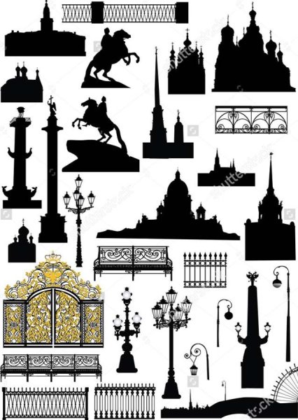 Силуэты достопримечательностей Санкт-Петербурга