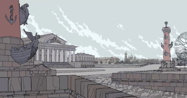 Ростральные колонны Санкт-Петербург вектор