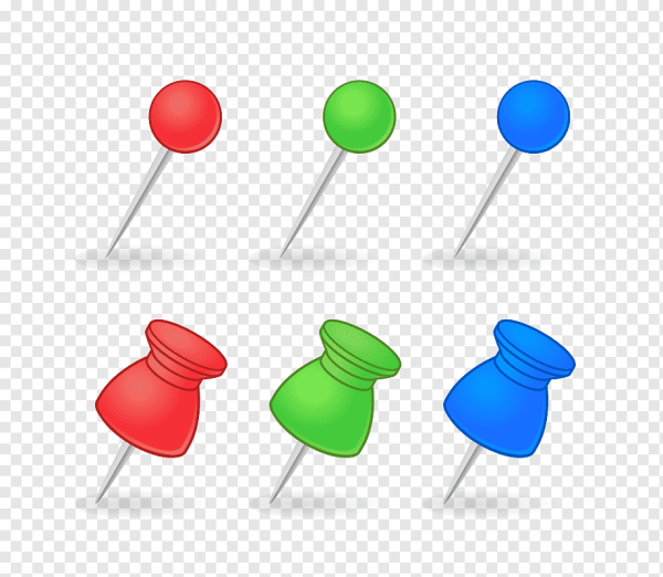 Канцелярская булавка на прозрачном фоне