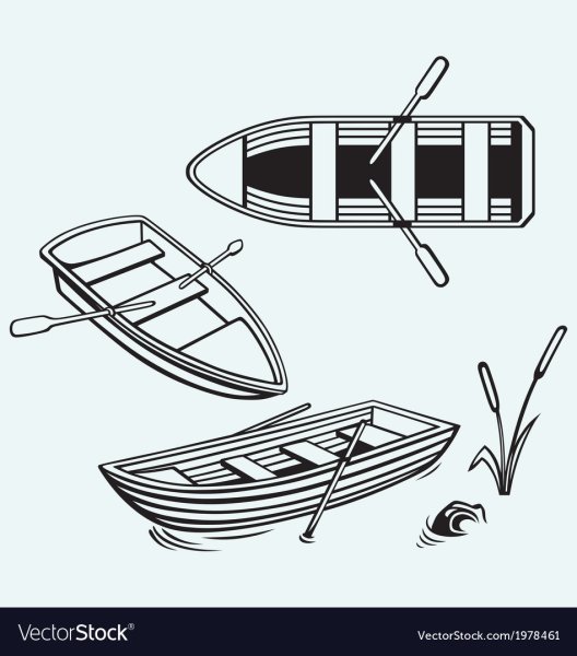 Лодка вектор чб