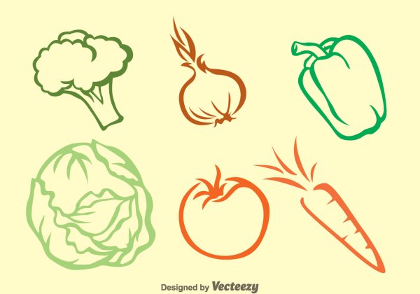 Контур овощи и фрукты
