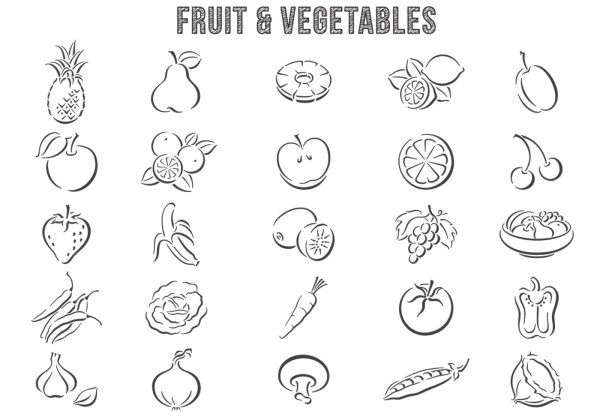 Векторный рисунок овощей и фруктов