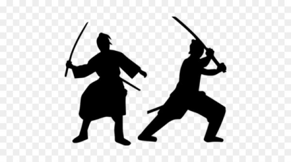 Самураи силуэты сражение